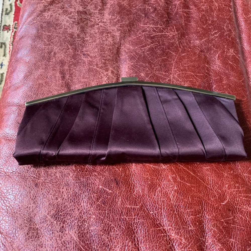 Large oxboood satin clutch kate landry